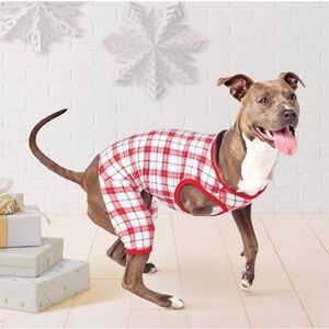 Plaid Fleece Dog Pajamas - L - NWT